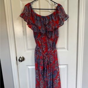 New York & Company Red Paisley Maxi Dress